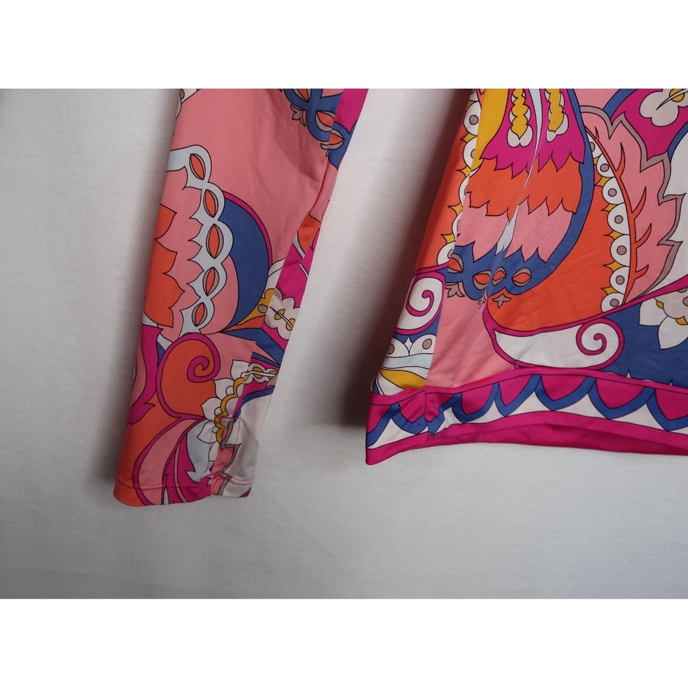 Trina Turk L Colorful Paisley Floral Swim Tee Rash Guard Resortcore Beach EUC - Picture 5 of 7